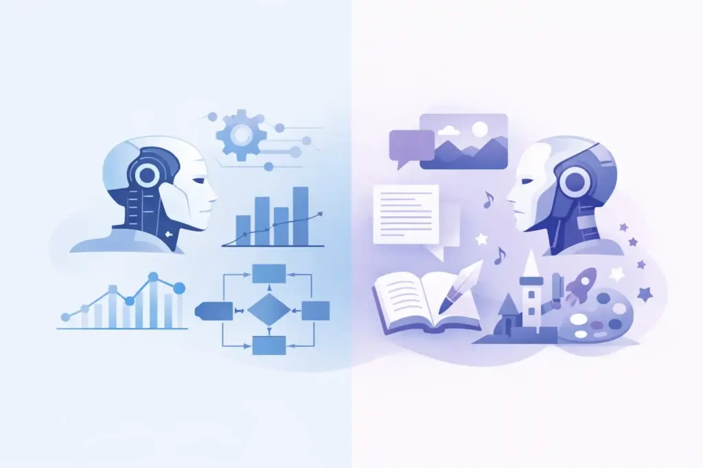 What is the difference between generative AI and traditional AI explained visually