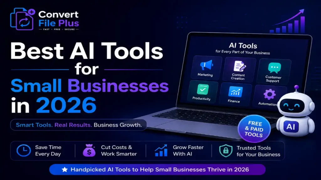 Best AI tools for small businesses in 2026 including marketing, automation, customer support and productivity software.
